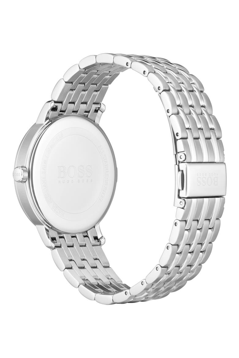 Round Bracelet Watch, 40mm, Alternate, color, BLACK/ SILVER