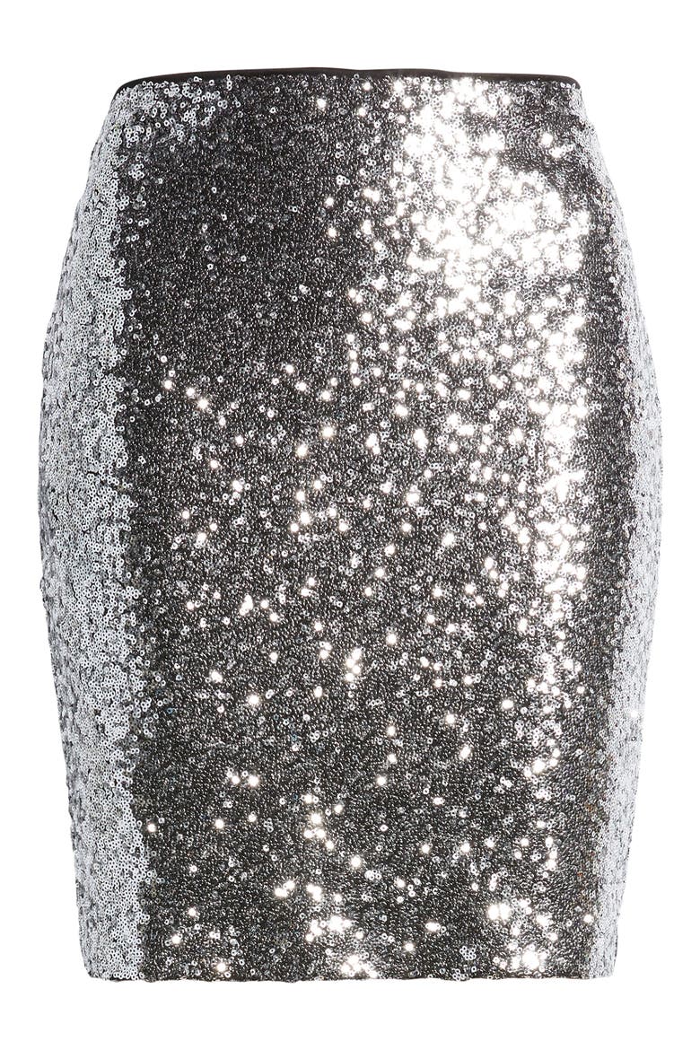 Love Me Now Sequin Miniskirt, Alternate, color, BLACK AND SILVER
