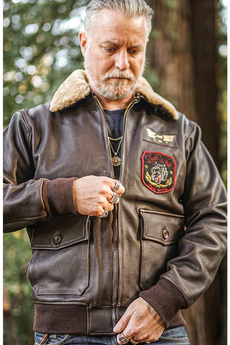 DENALI FLIGHT LEATHER JACKET, Alternate, color, Brown