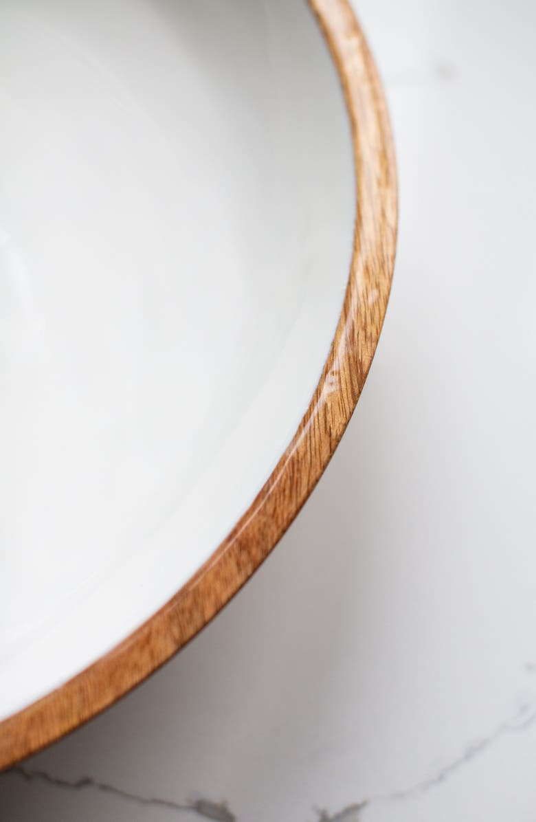Jeanne Fitz Wood + White Collection Mango Wood Serving Bowl, Large, Alternate, color, White, Brown