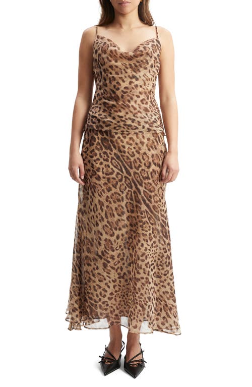 Bardot Monroe Cowl Neck Camisole In Brown Leopard