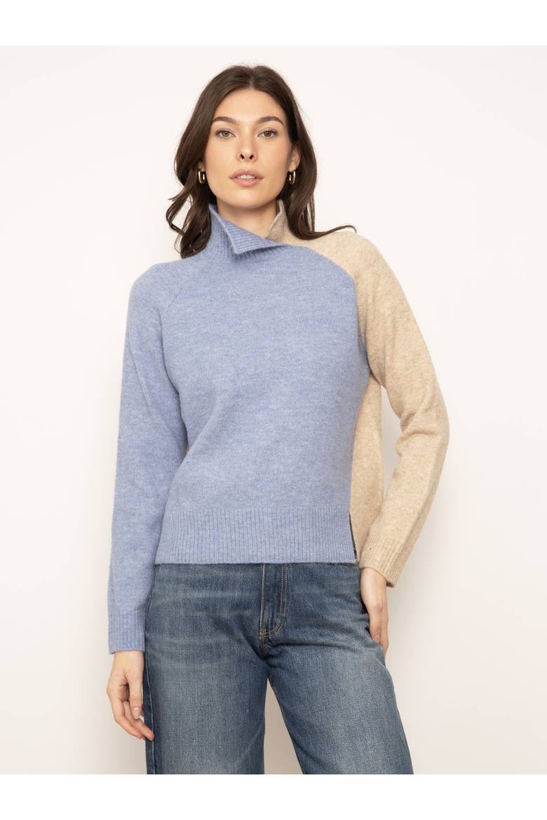 Deacon Split Neck Sweater, Main, color, BLUE COMBO