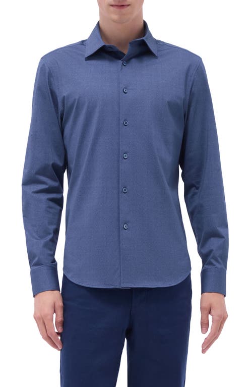 Bugatchi Jimmy Ooohcotton® Herringbone Button-up Shirt In Navy