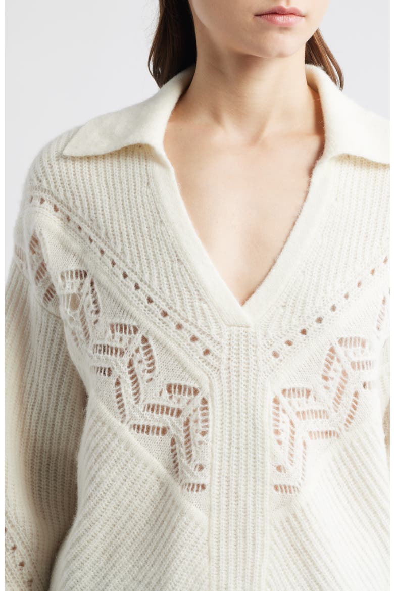Fortelli Pointelle Collar Sweater, Alternate, color, OPEN WHT