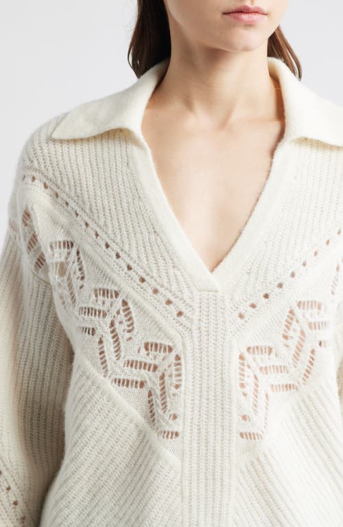 Hugo Boss Boss Orange Fortelli Pointelle Collar Sweater In White