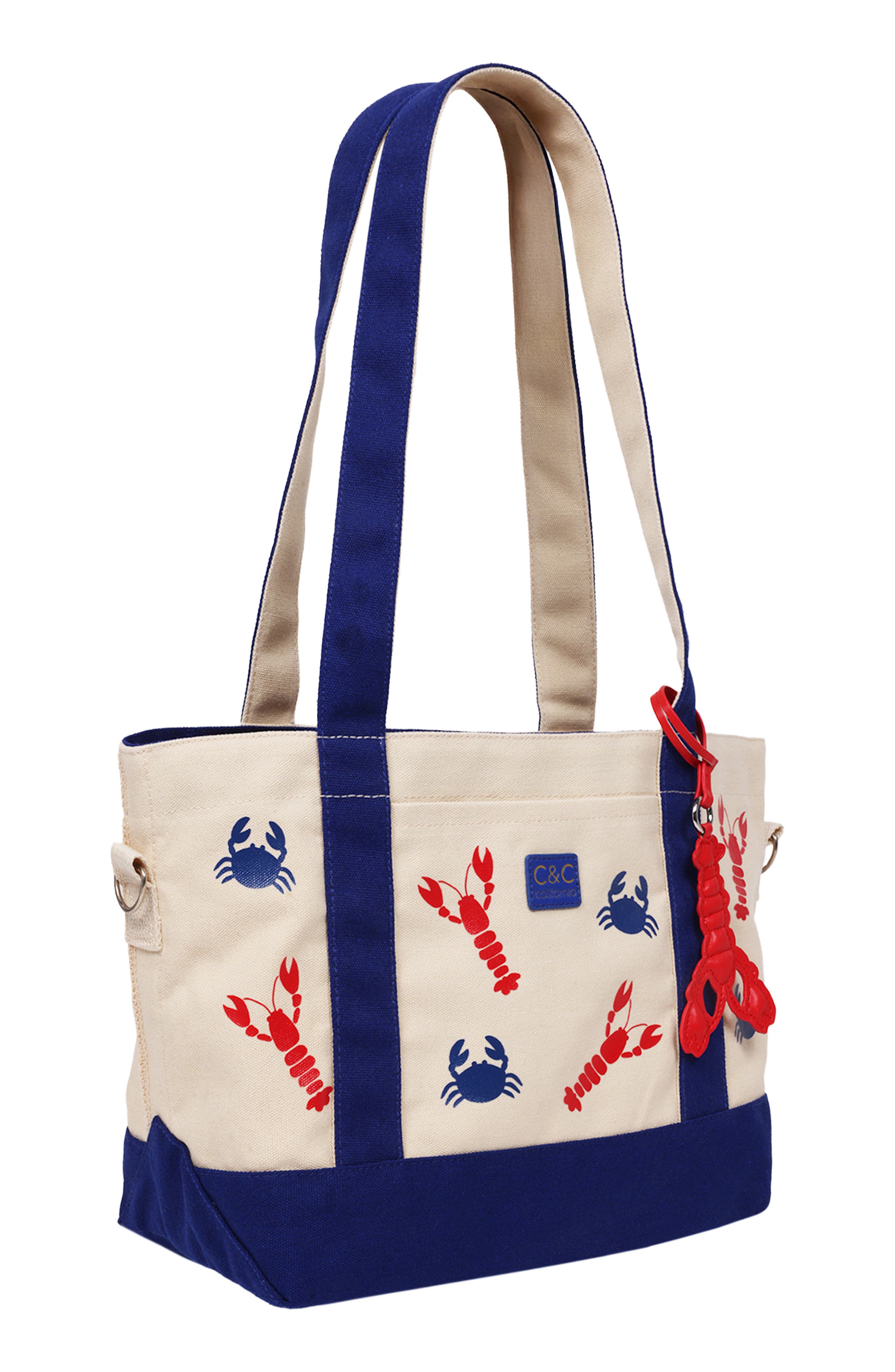 C & C California Lobster & Crab Tote Bag, Alternate, color, Navy
