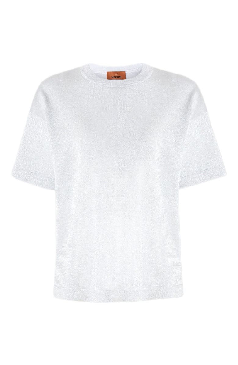 Missoni Oversized Crewneck Sweater In Lamé Viscose With Whetstone Sleeves, Alternate, color, 