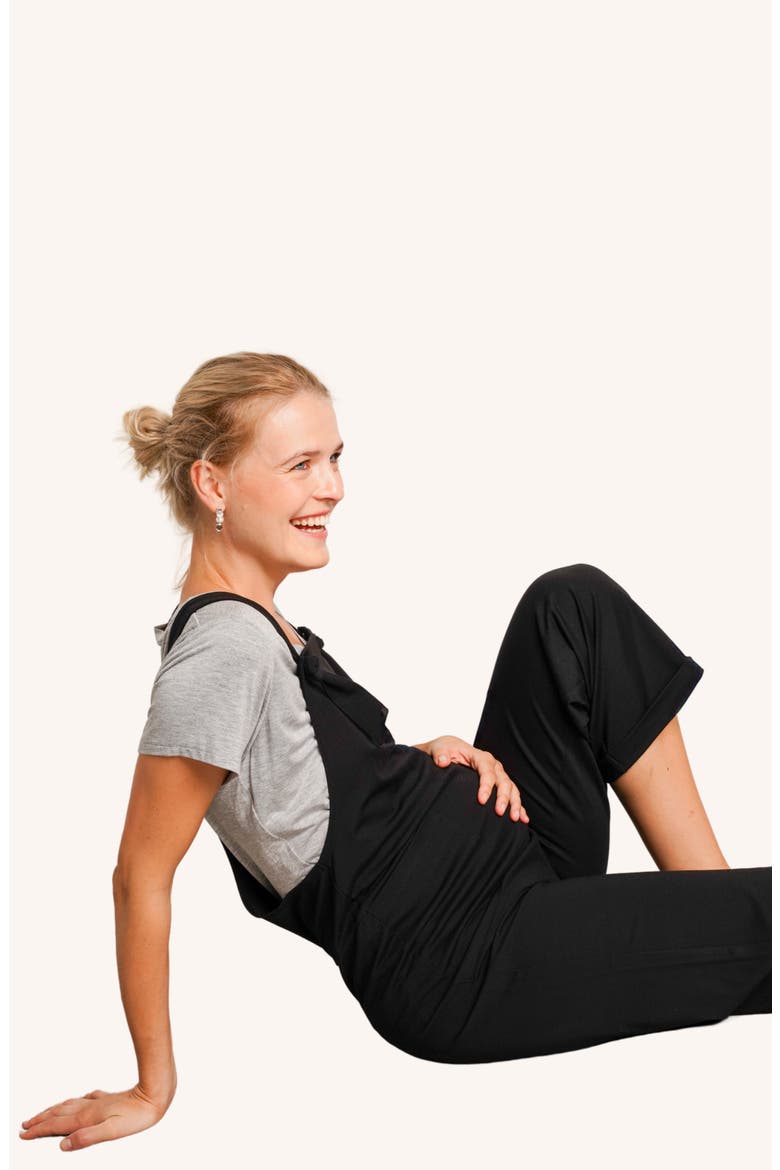 Imogen Maternity Overalls, Alternate, color, BLACK
