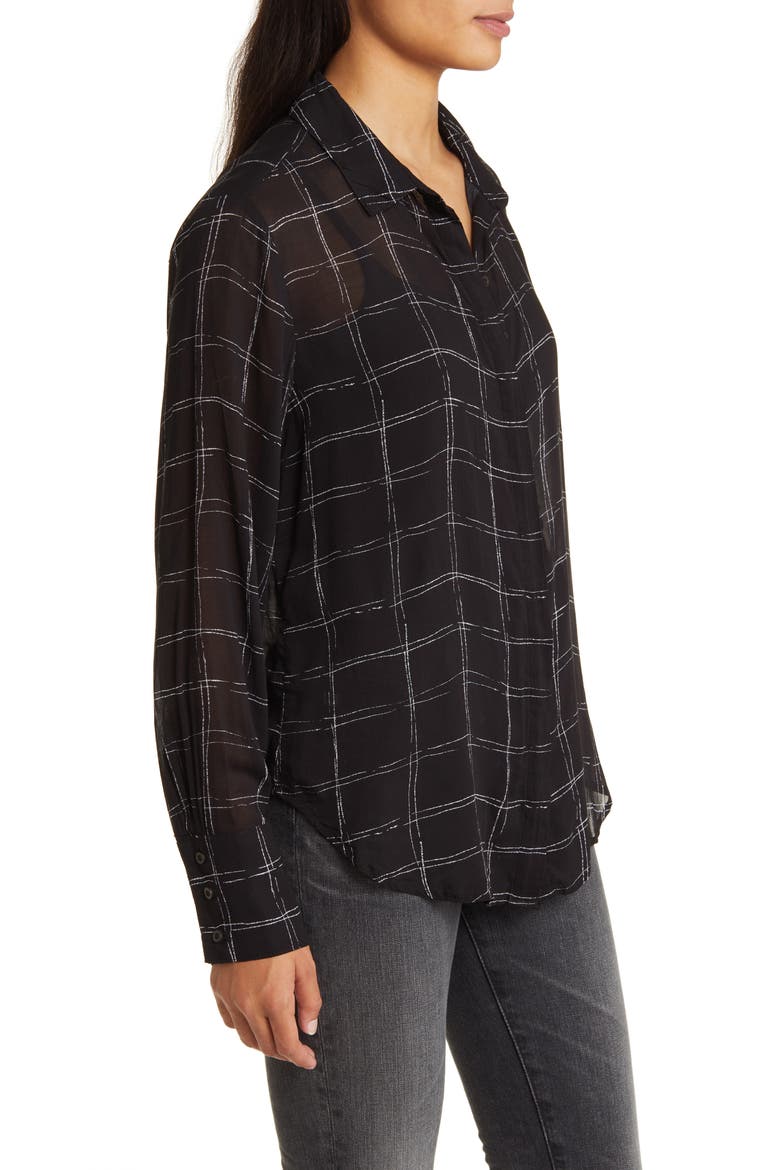 Windowpane Check Woven Button-Up Shirt, Alternate, color, STIPPLED PLAID PRINT