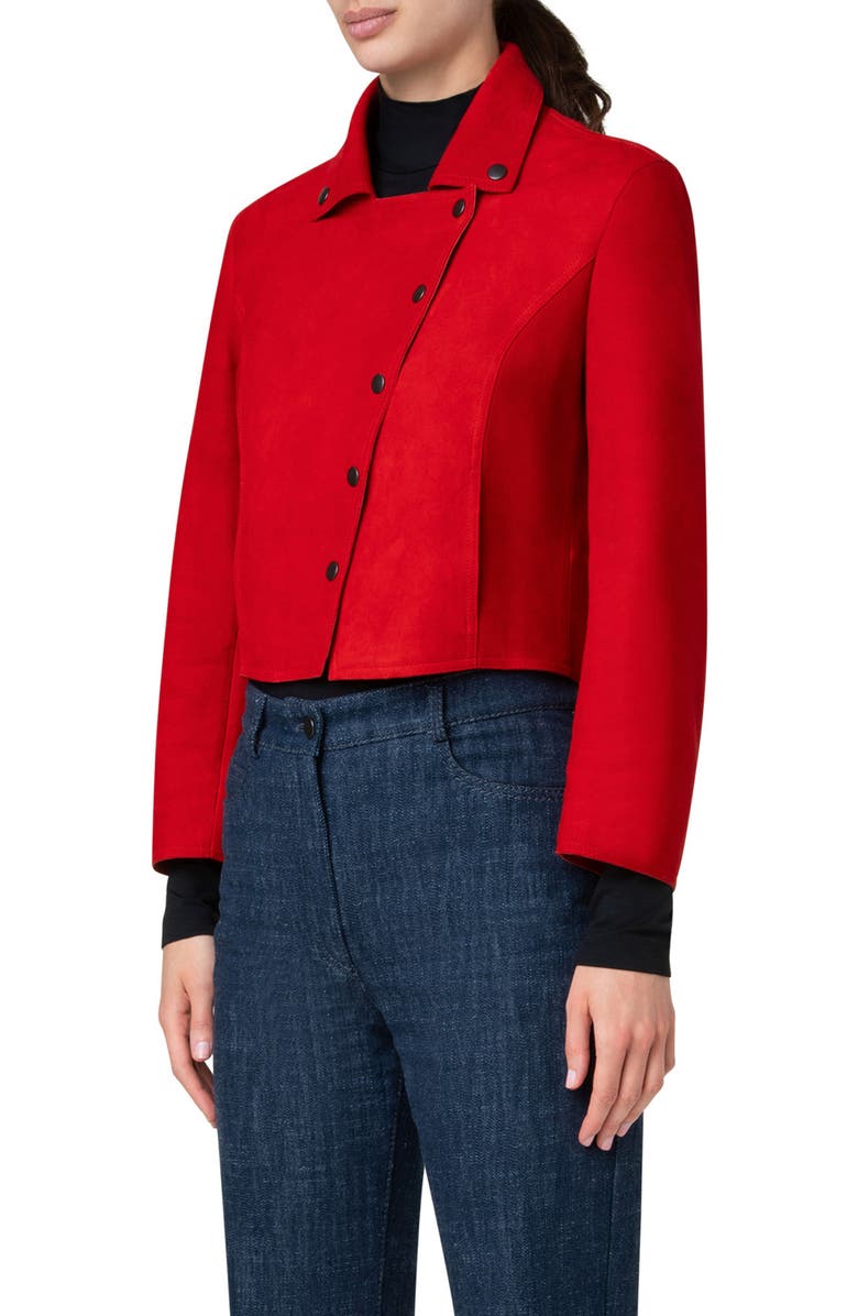 Akris punto Suede Snap Biker Jacket, Alternate, color,