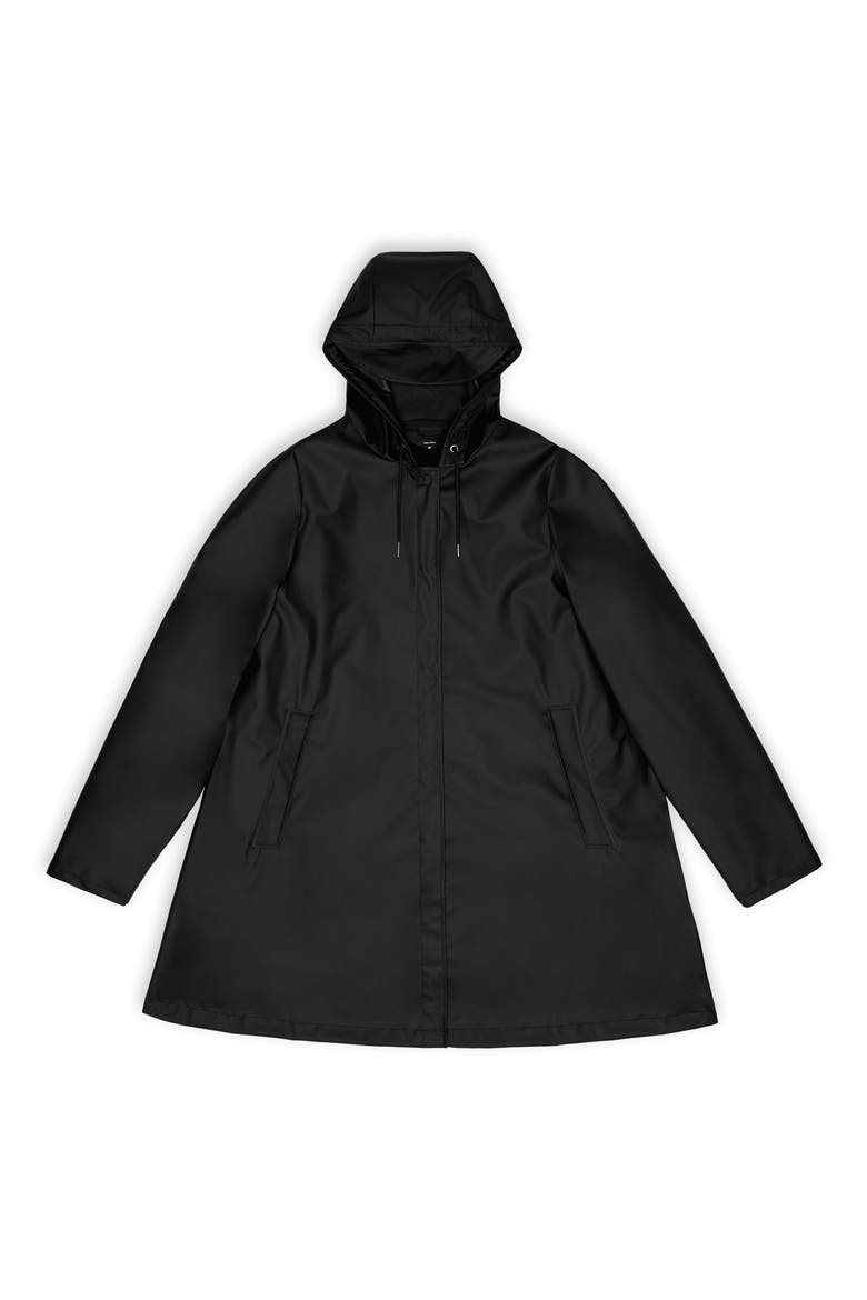 Waterproof A-Line Rain Jacket, Alternate, color, BLACK