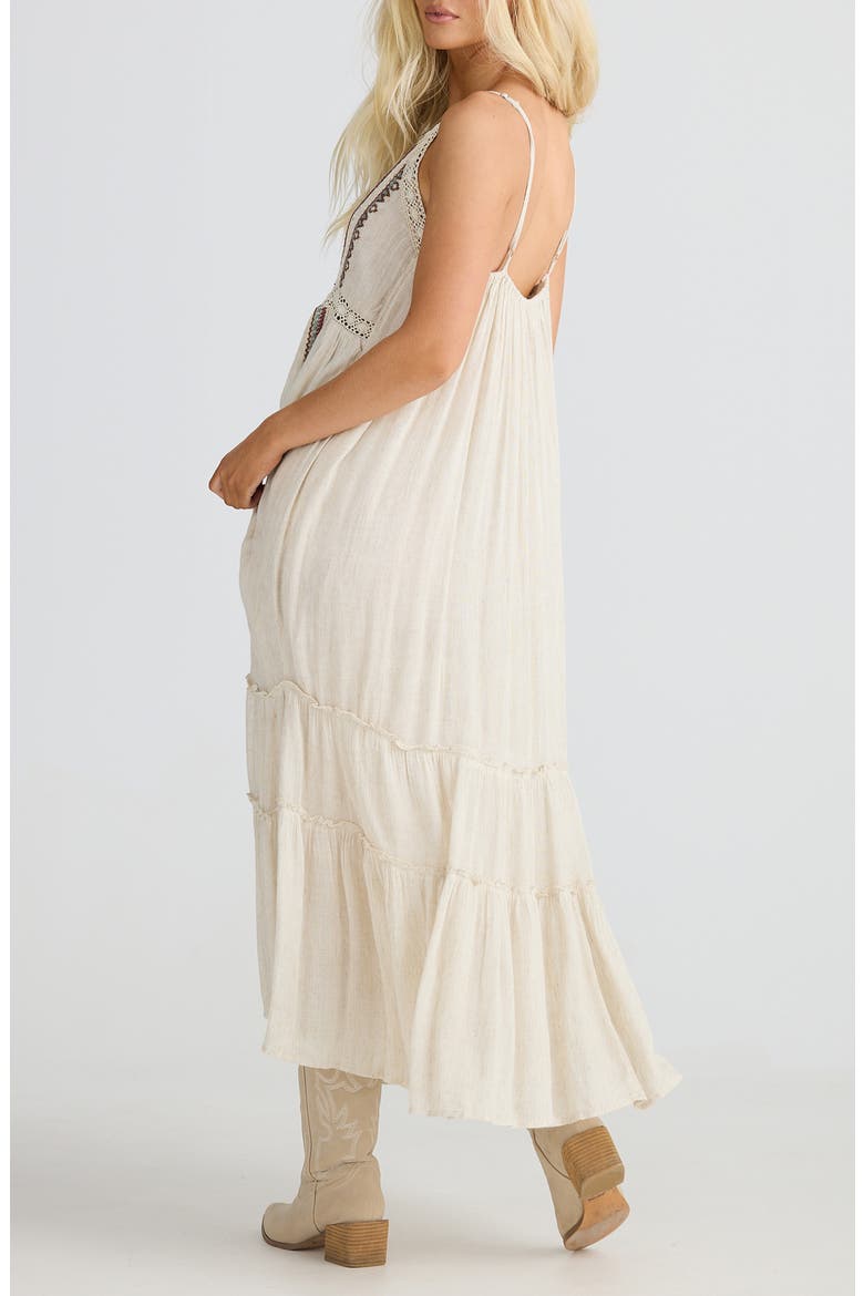 Ithika Embroidered Sleeveless Tiered Maxi Dress, Alternate, color, LIGHT NATURAL