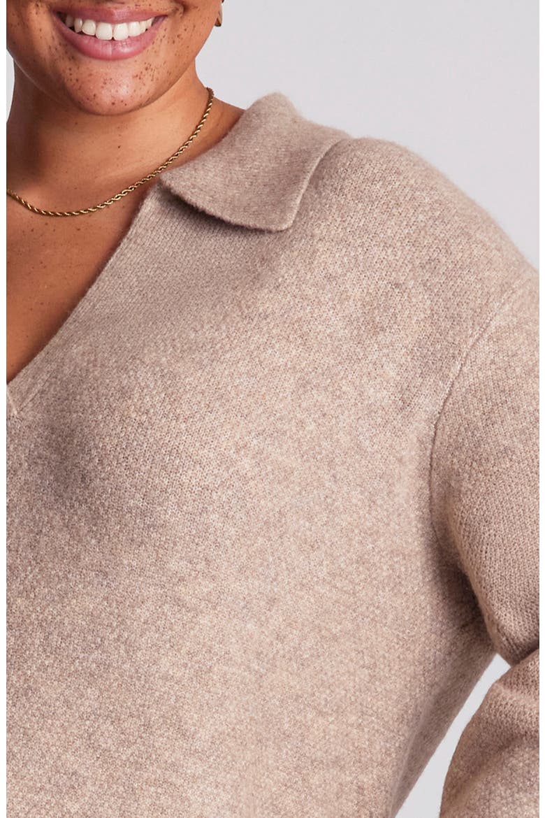 Nellie Knit Johnny Collar Top, Alternate, color, SAND MARLE