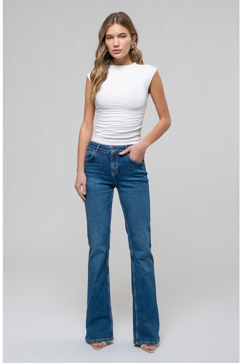 Side Ruched Cap Sleeve Top, Alternate, color, WHITE