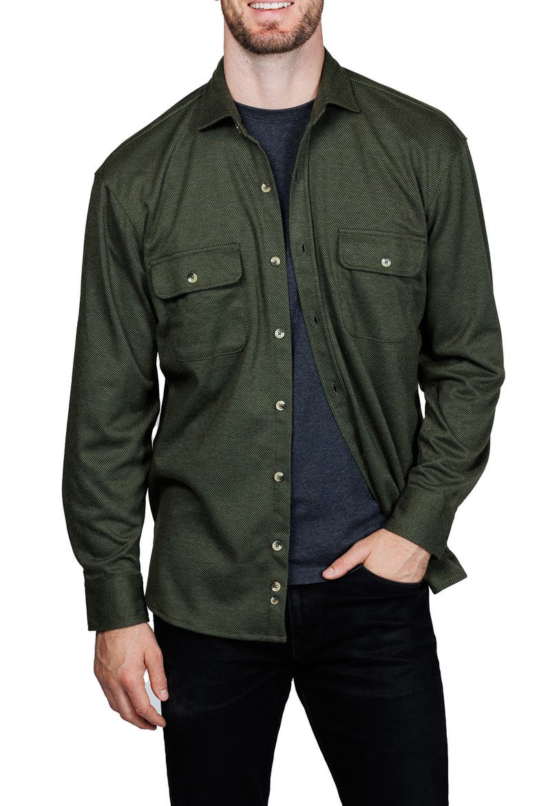 Mélange Solid Shirt Jacket, Alternate, color, OLIVE
