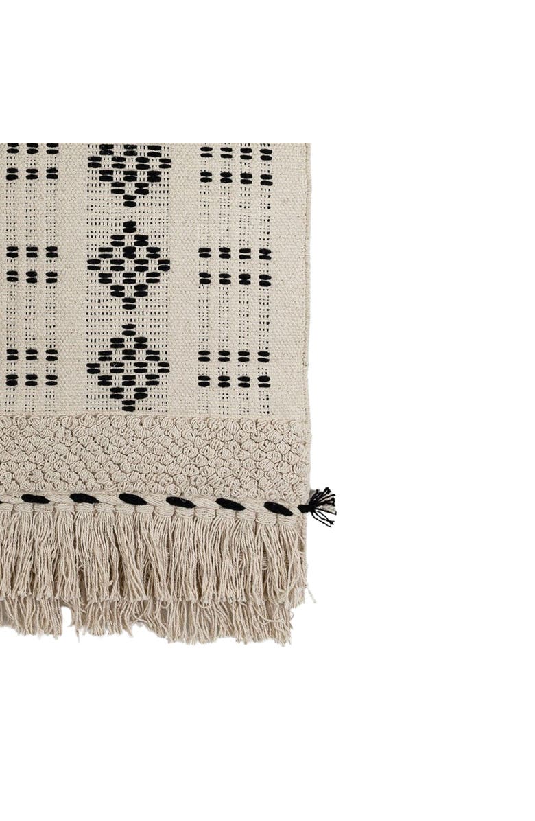 Foreside Home and Garden Hand Woven Geo Pattern Wall Art Black Cotton & Wood Dowel, Alternate, color, Beige