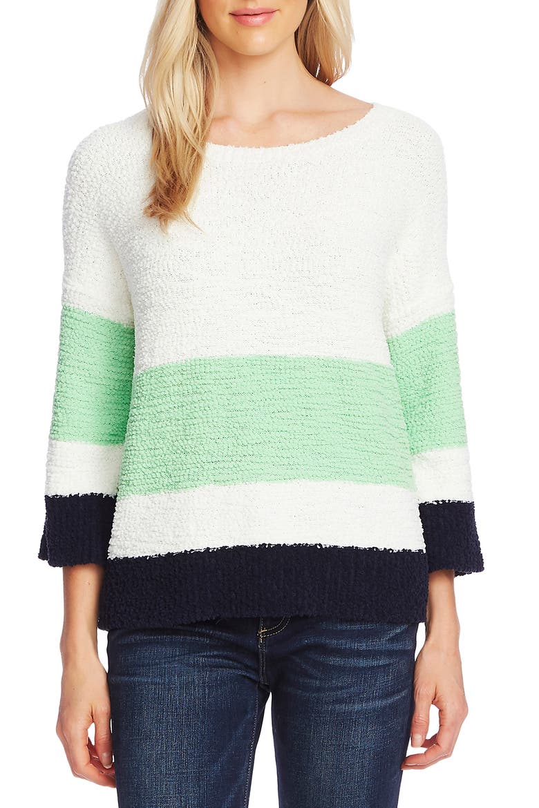 Colorblock Teddy Knit Sweater, Main, color, PISTACHIO