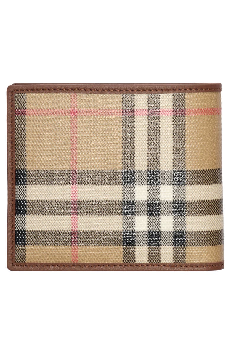 Burberry Check Coated Canvas & Leather Bifold Wallet, Alternate, color, Archive Beige