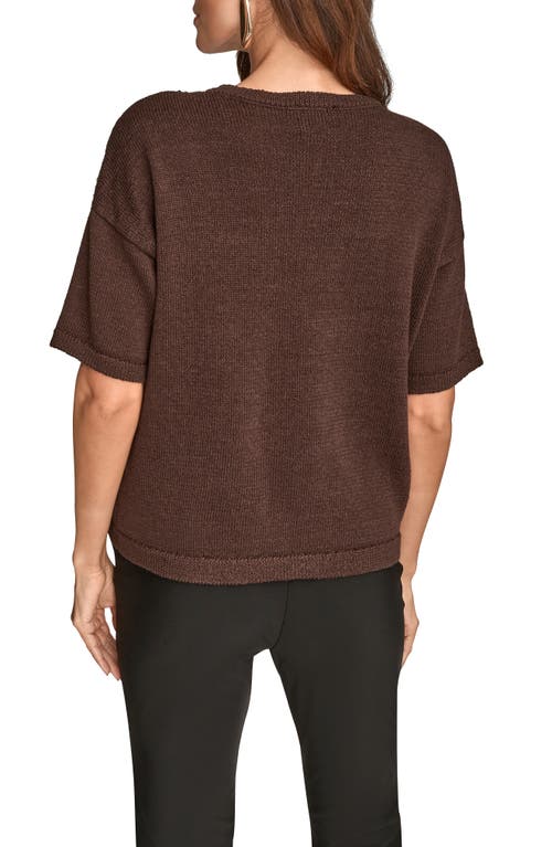 Donna Karan New York Short Sleeve Sequin Sweater In Animal Print