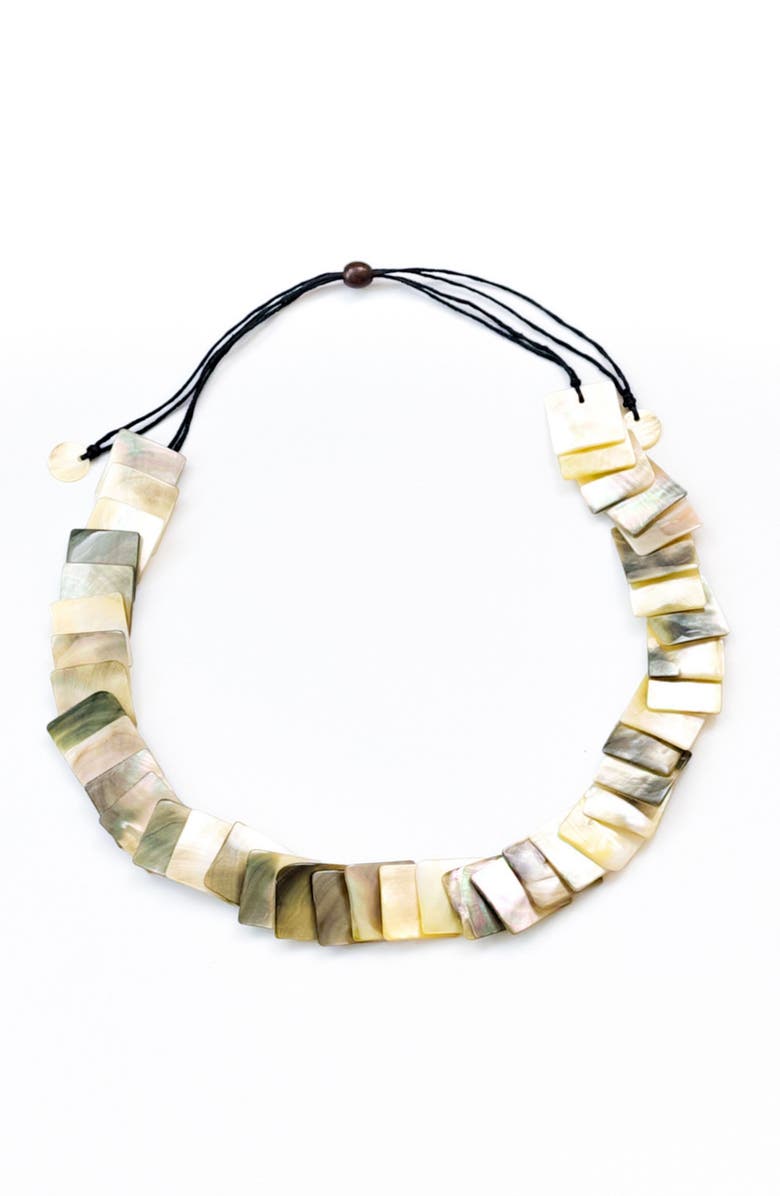 LIKHA Playa Square Tiles Mother-Of-Pearl Necklace, Main, color, Black
