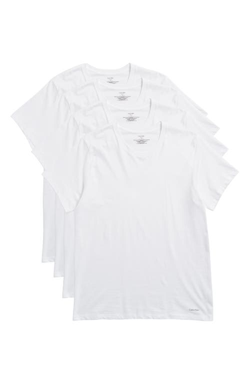 Calvin Klein 4-pack Cotton Crewneck Undershirts In 100 White