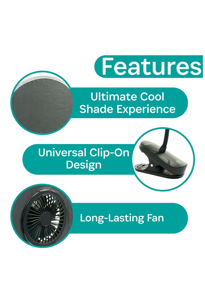 Coolshade Stroller Visor Fan, Alternate, color, BLACK