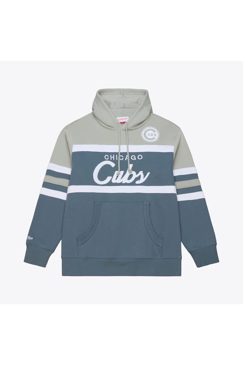 Men's Mitchell & Ness  Gray Chicago Cubs Cooperstown Collection Thunderstorm Head Coach Hoodie, Main, color, Gray