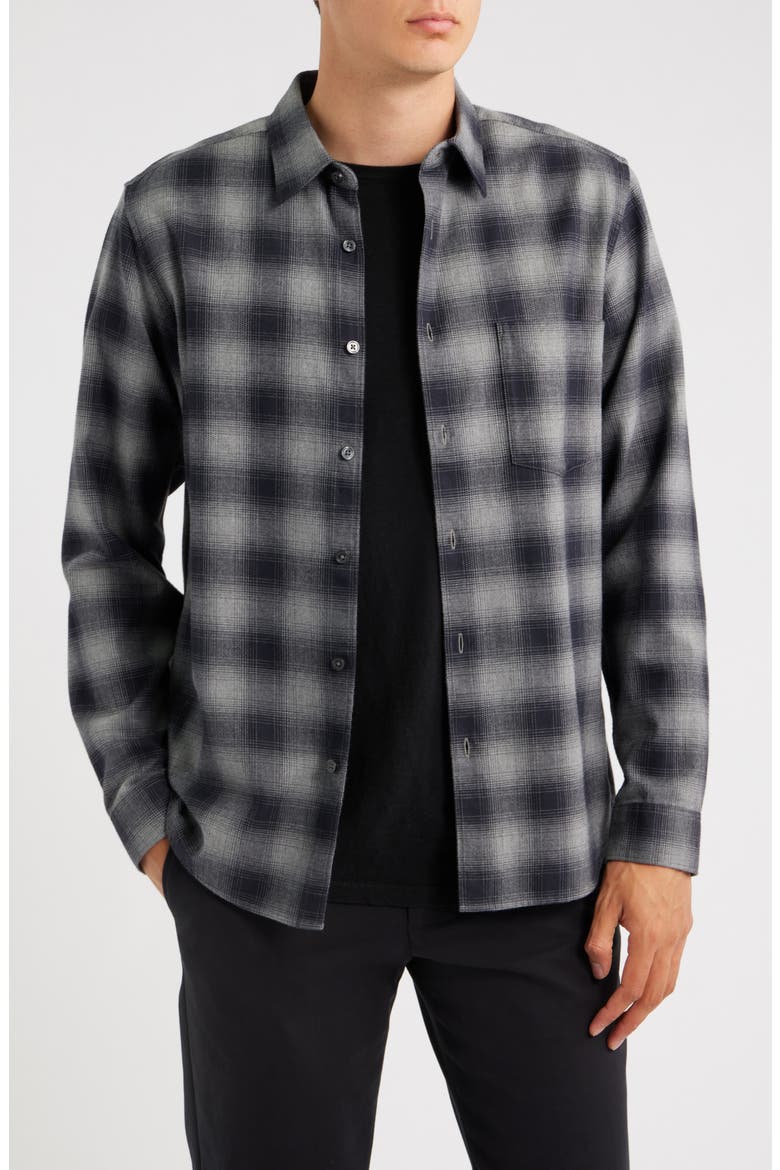 Irving Graident Plaid Button-Up Shirt, Main, color, BLACK MELANGE