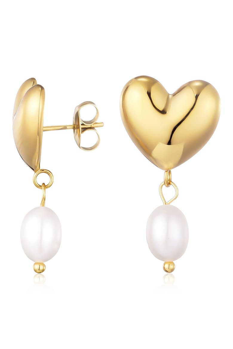 Heart & Freshwater Pearl Drop Earrings, Alternate, color, WHITE