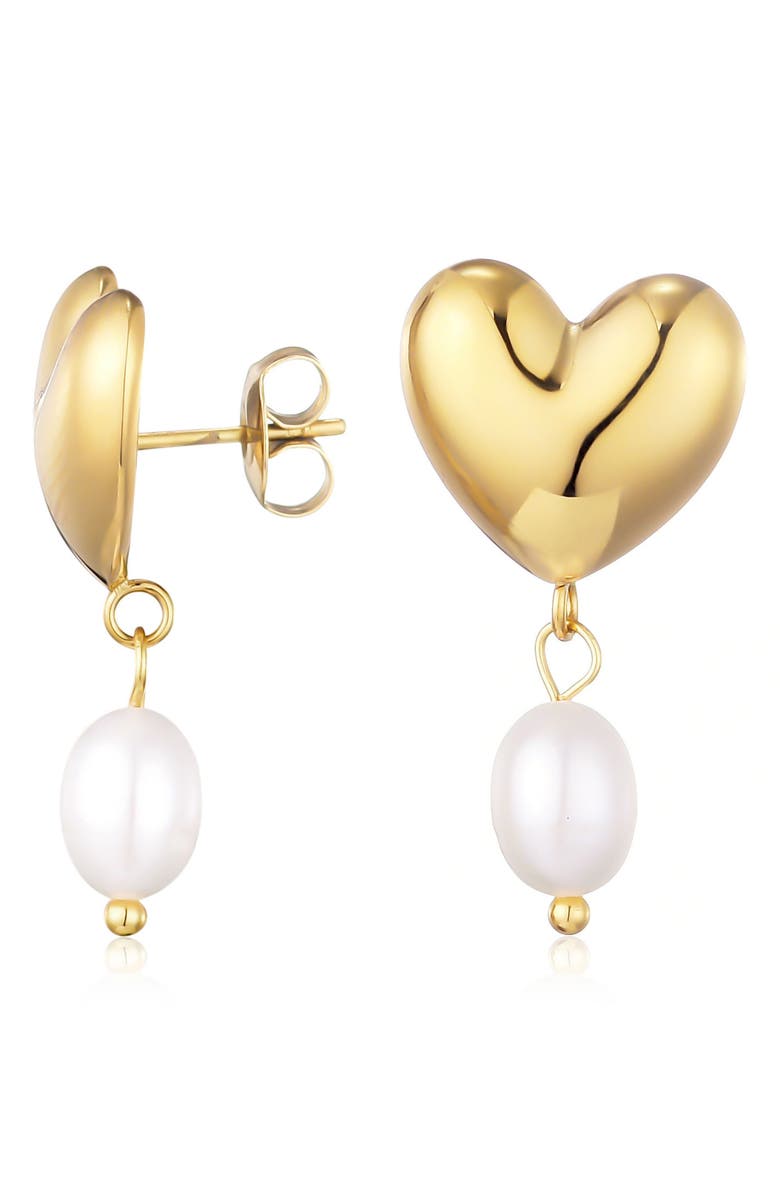 Adornia Heart & Freshwater Pearl Drop Earrings, Alternate, color, White