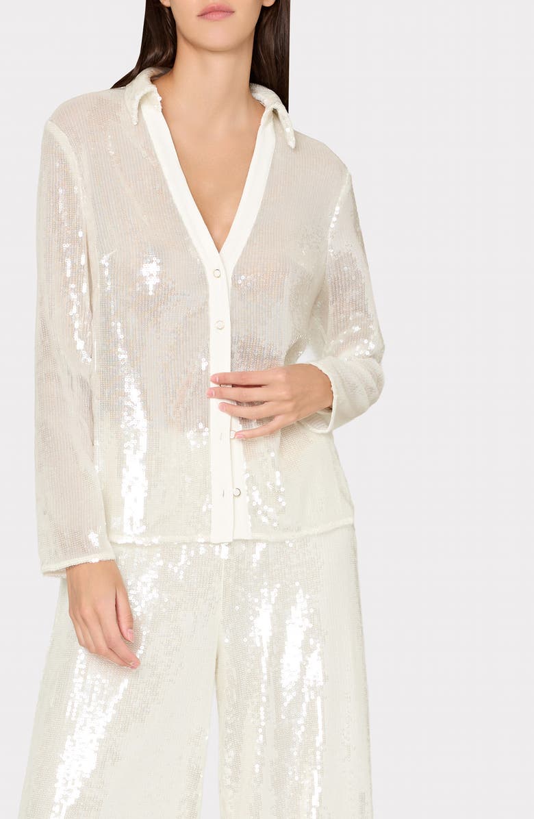 Milly Reed Sequin Pants, Alternate, color, White