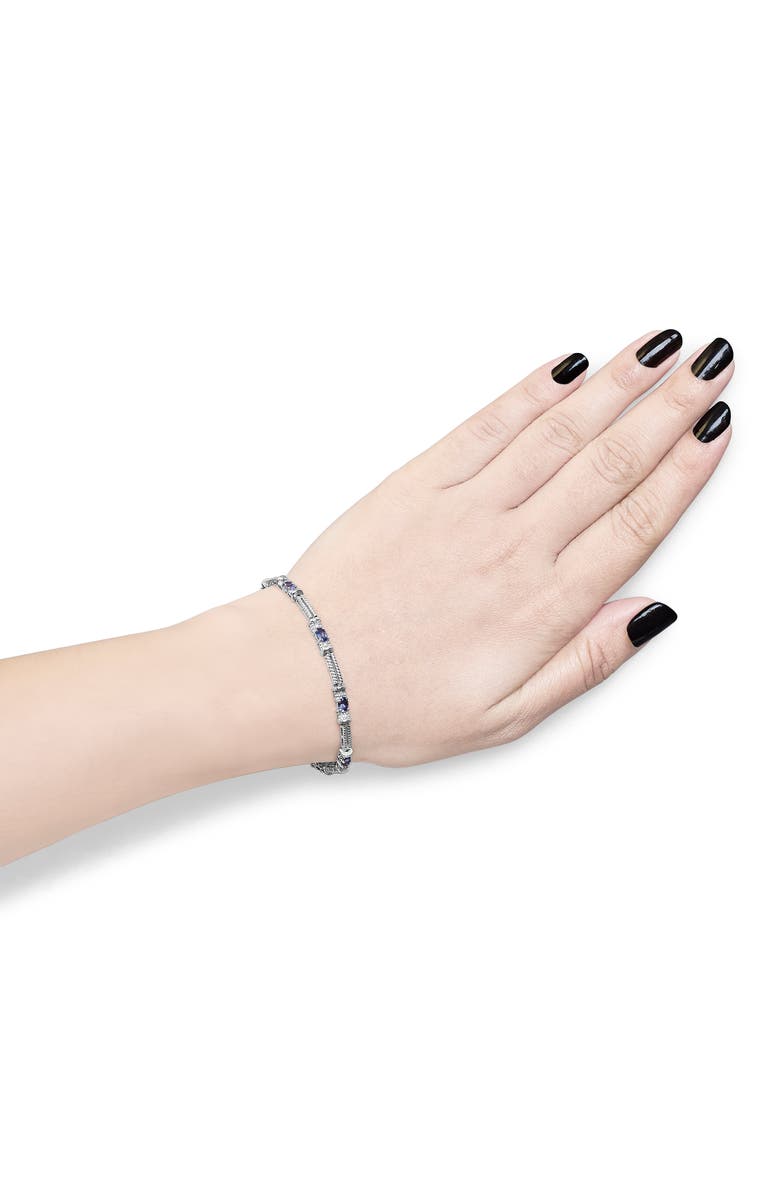 Haus of Brilliance 14K Gold Tanzanite & Diamond Accent Cord Style Link Bracelet, Alternate, color, White