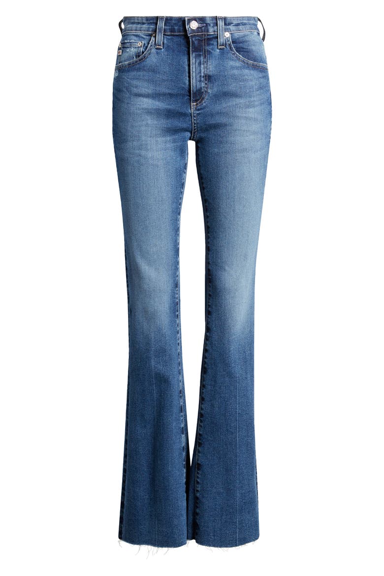 Farrah Raw Hem High Waist Bootcut Jeans, Alternate, color, 13 YEARS LEVITY