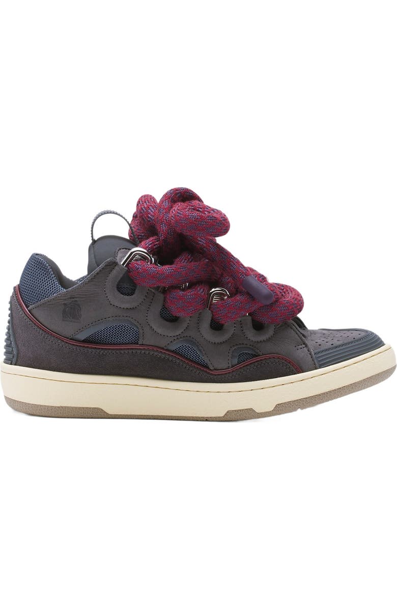 Lanvin CURB SNEAKERS IN LEATHER WITH SNAKE LACES, Main, color,
