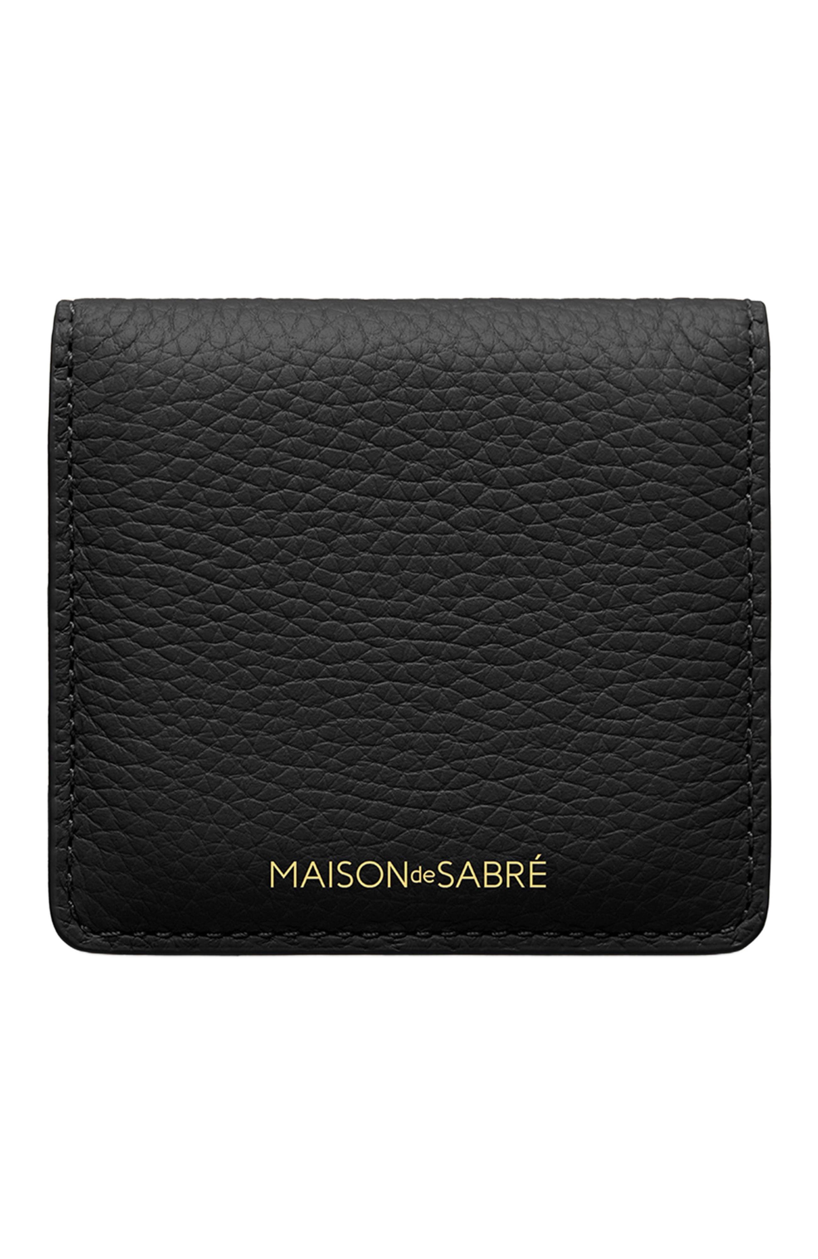 MAISON de SABRÉ Leather Compact Mirror, Main, color, Rouge Noir