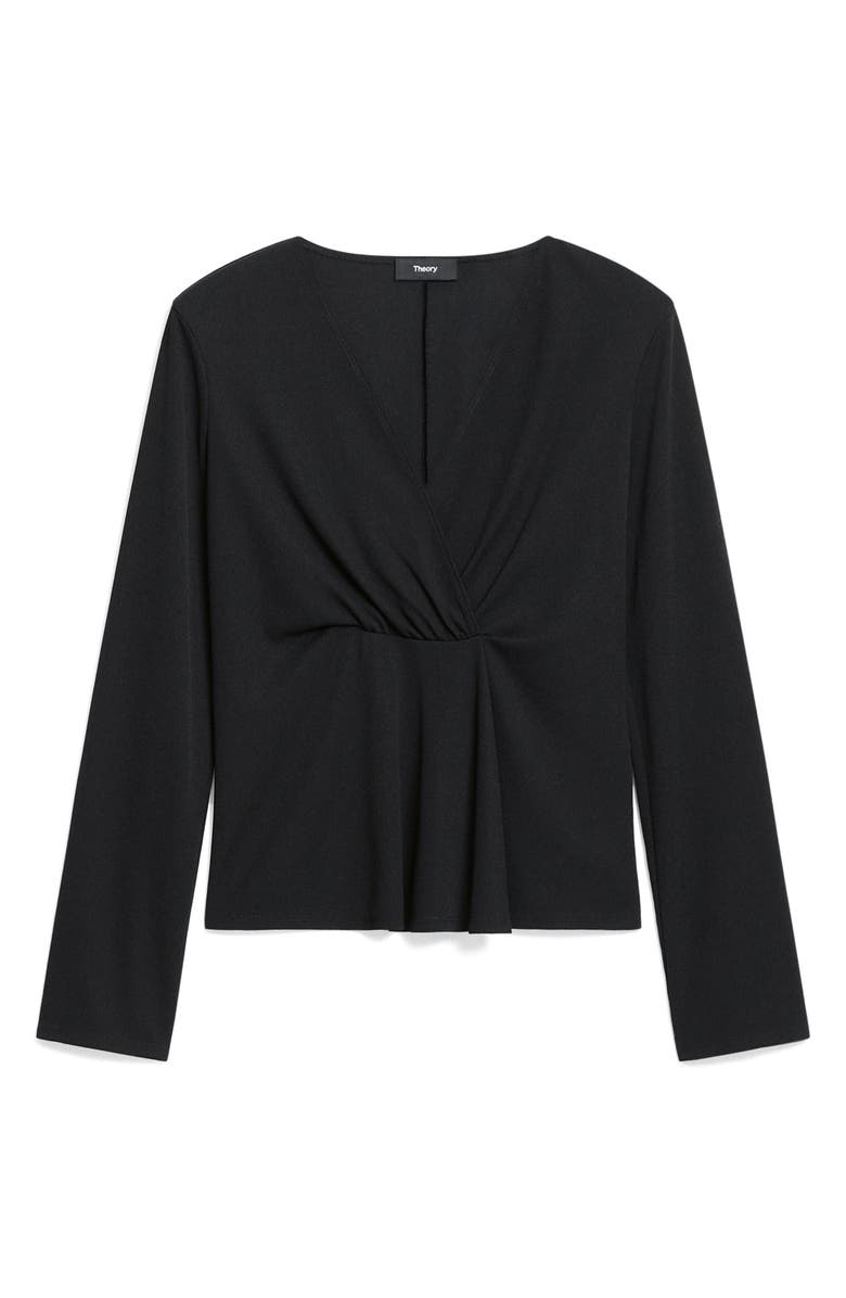 Theory Gathered Neck Knit Top, Alternate, color, Black