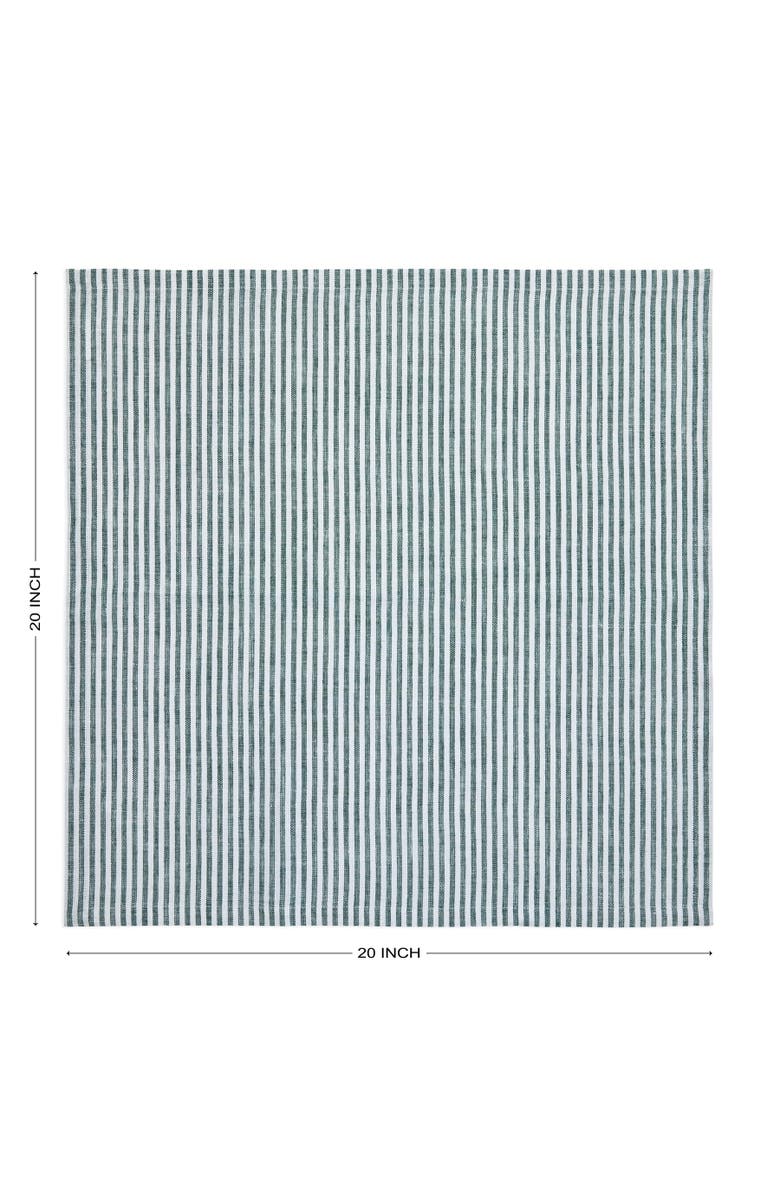 Solino Home Linen Dinner Napkins - Narrow Stripe, 20" x 20" Inch, Alternate, color, Rainforest And White