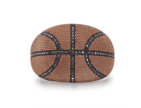 Slam Dunk Basketball Sterling Silver & Black Diamond Men Ring