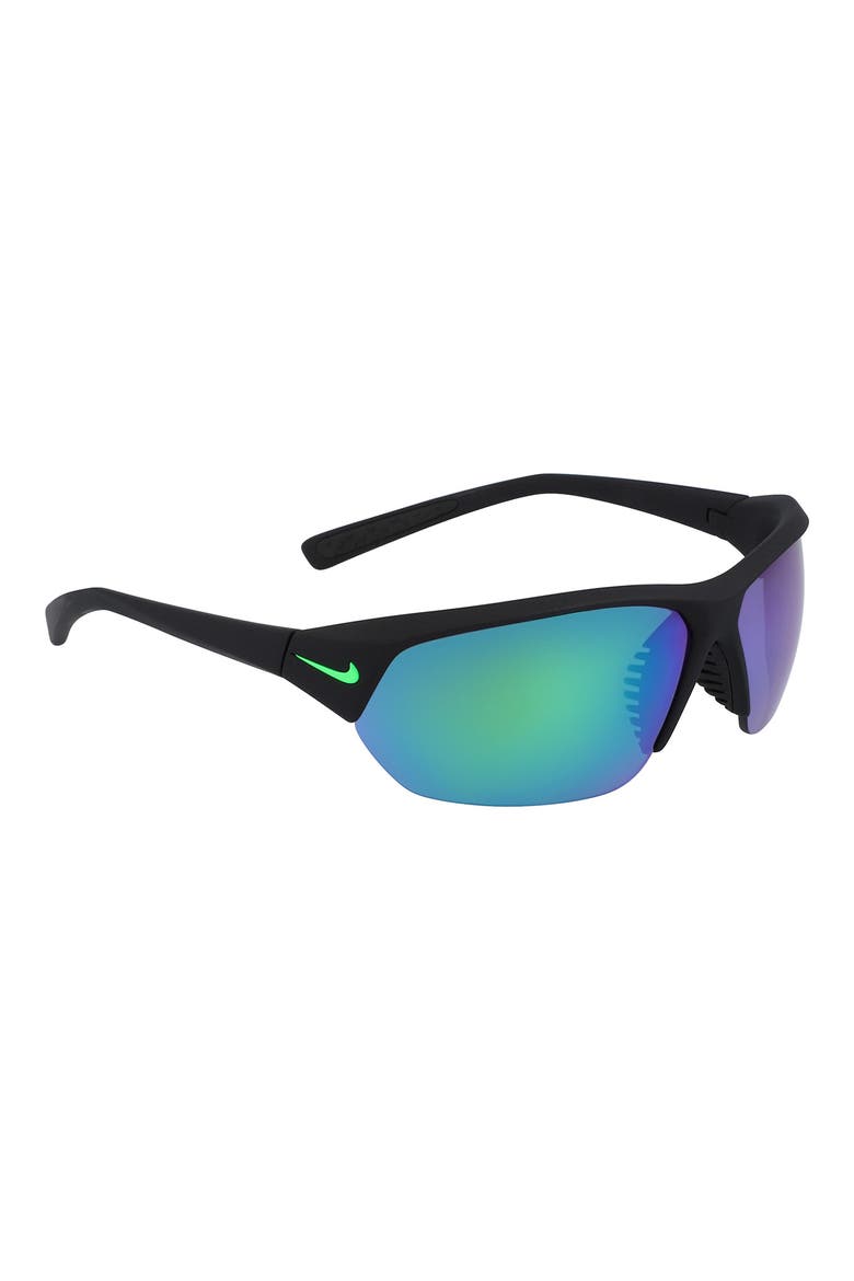 Skylon Ace 69mm Rectangular Sunglasses, Alternate, color, MATTE BLACK/ GREEN MIRROR