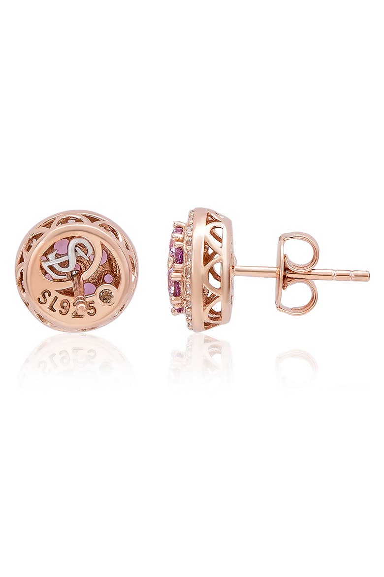 Cluster Halo Stud Earrings, Alternate, color, PINK