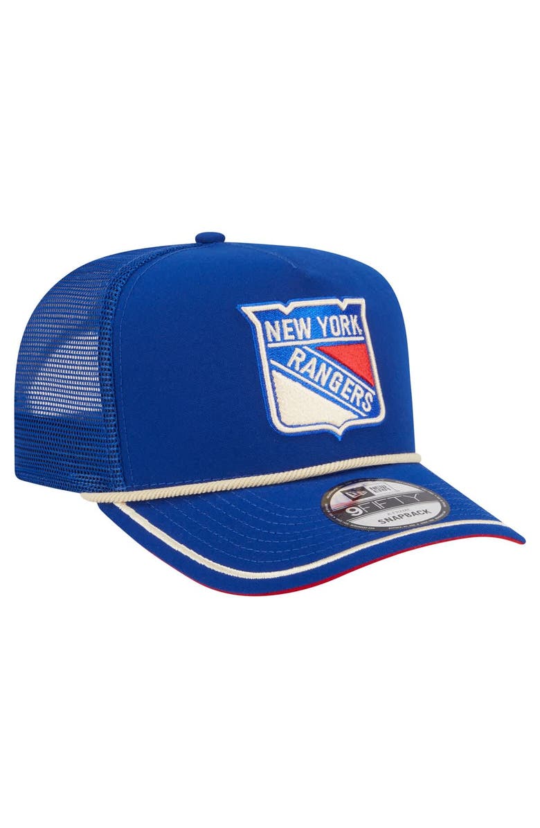 New Era Men's New Era Blue New York Rangers Vintage Team Rope A-Frame 9FIFTY Snapback Hat, Alternate, color, Blue