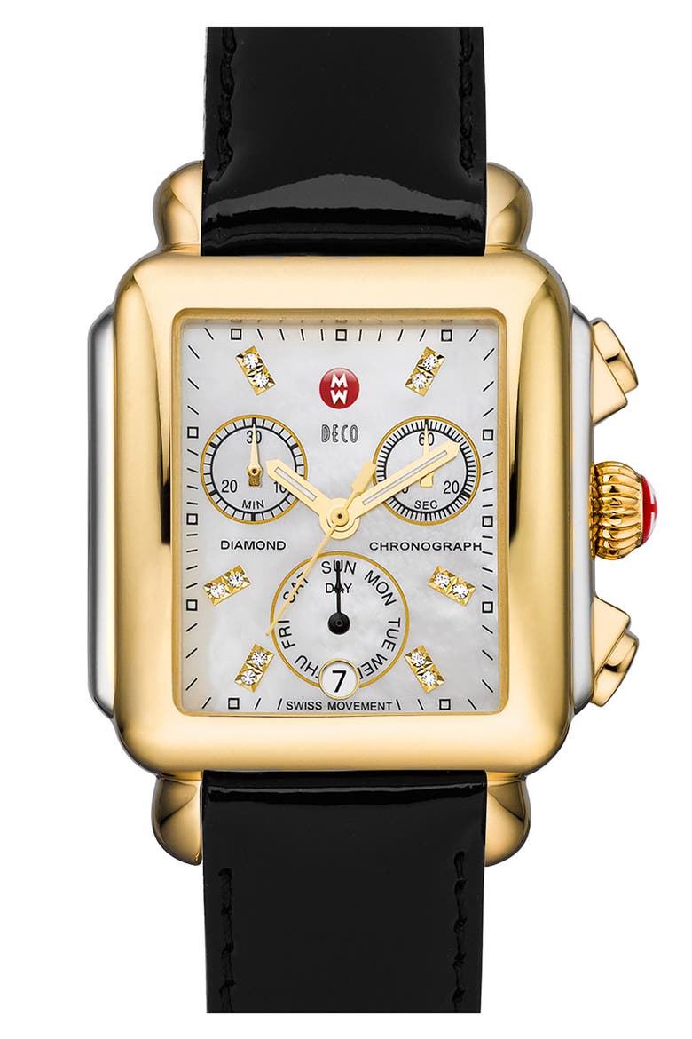 Deco Diamond Dial Two-Tone Watch Head, 33mm x 35mm, Main, color, GOLD/ SILVER