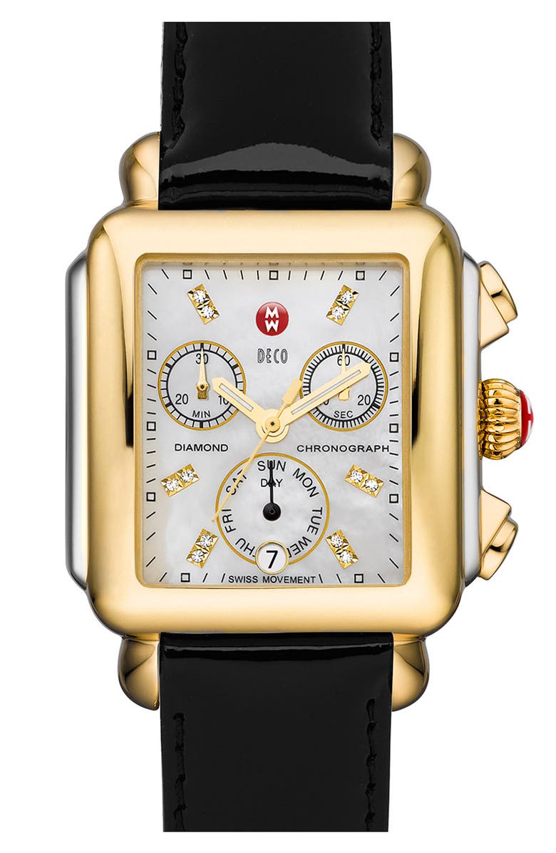 MICHELE Deco Diamond Dial Two-Tone Watch Head, 33mm x 35mm, Main, color,