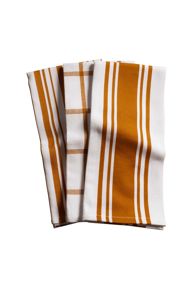 Centerband/Basketweave/Windowpane Kitchen Towels, Set of 3, Main, color, Orange