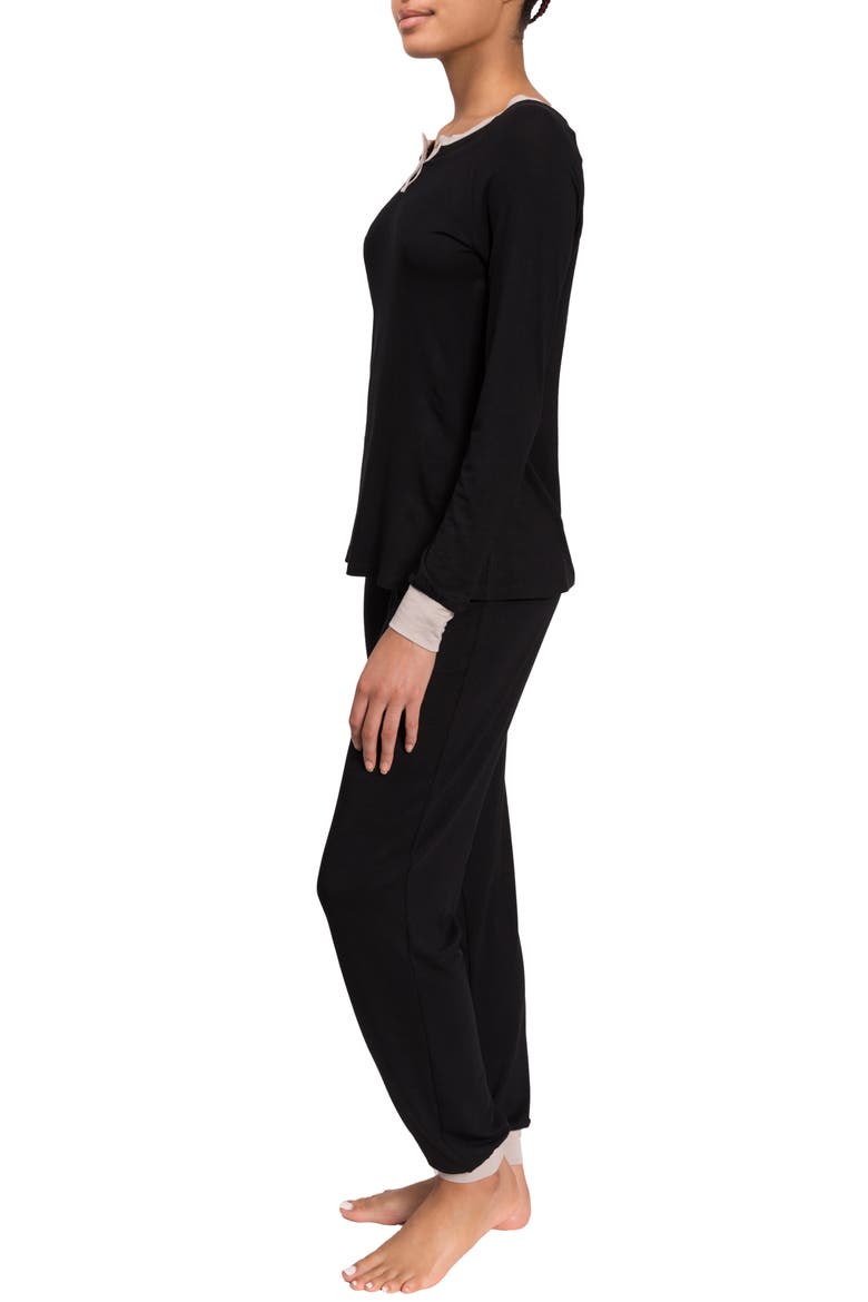 Henley Jogger Pajamas, Alternate, color, BLACK COMBO