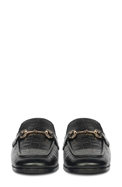 Saint G Savannah Croc Embossed Mule In Black
