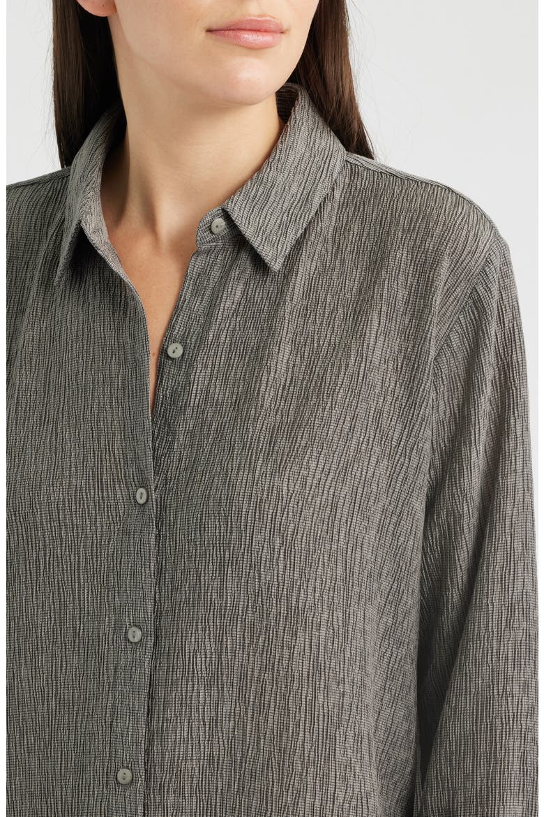 Classic Plissé Button-Up Shirt, Alternate, color, TWINE