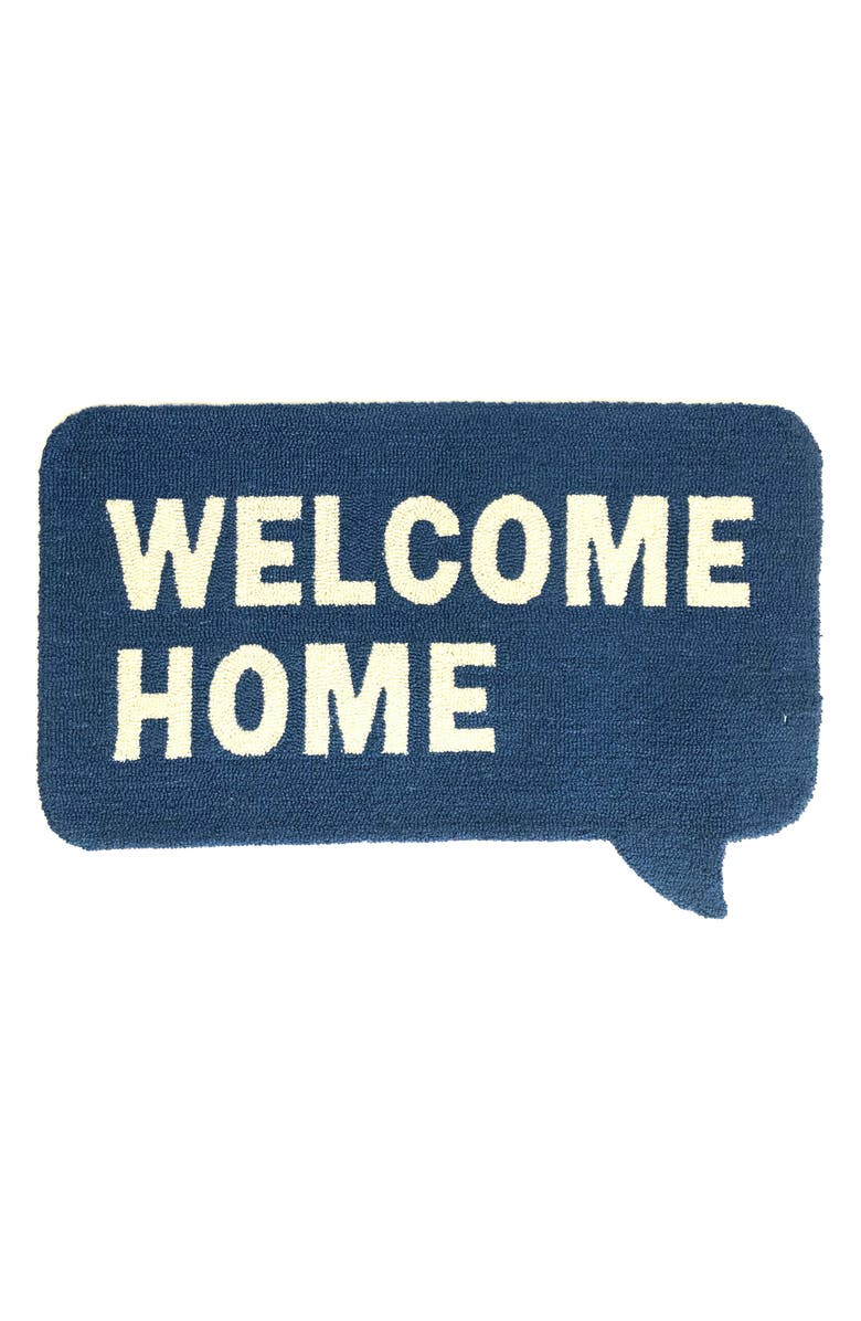 R16 HOME Welcome Home Doormat, Main, color, Blue White