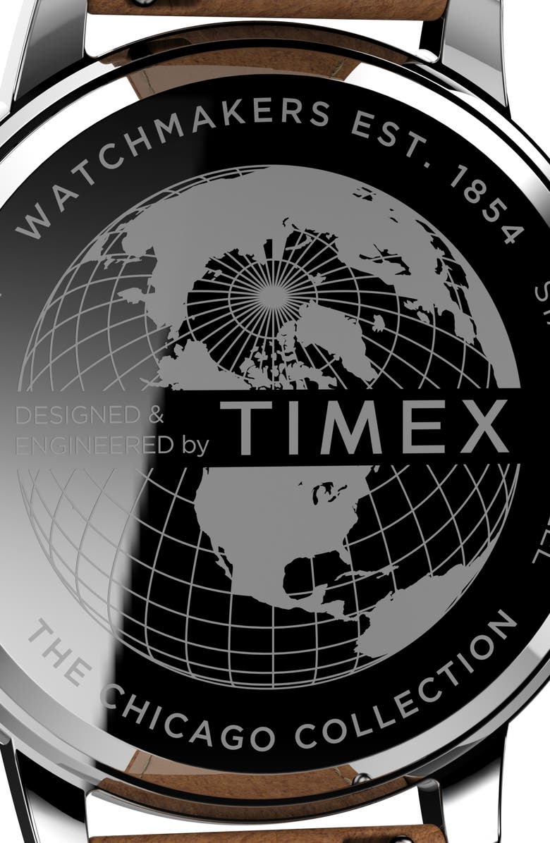 Timex<sup>®</sup> Chicago Chronograph Leather Strap Watch, 45mm, Alternate, color,