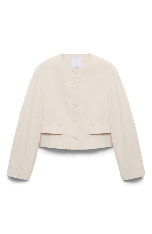 Mango Buttoned Linen Blend Jacket In Gray